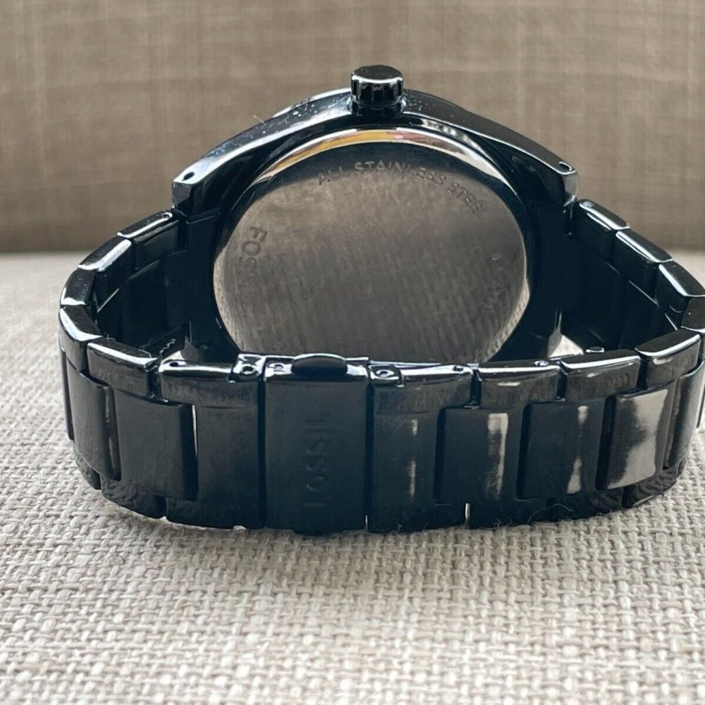 Fossil Ladies Wristwatch Crystals Accent Bezel Black Tone Quartz Multi-function - Picture 10 of 11